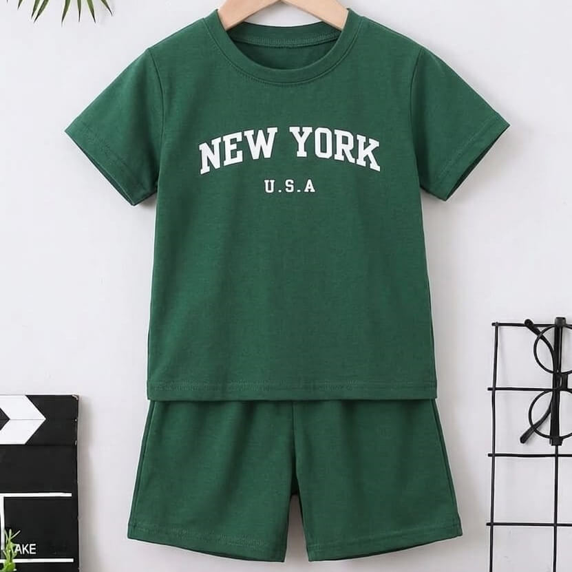 Boy Green New York U.S.A T Shirt and Shorts Outfit Set