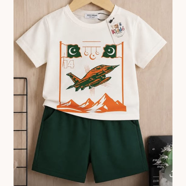 Kids 14 August Pakistan Flag T Shirt & Shorts Set